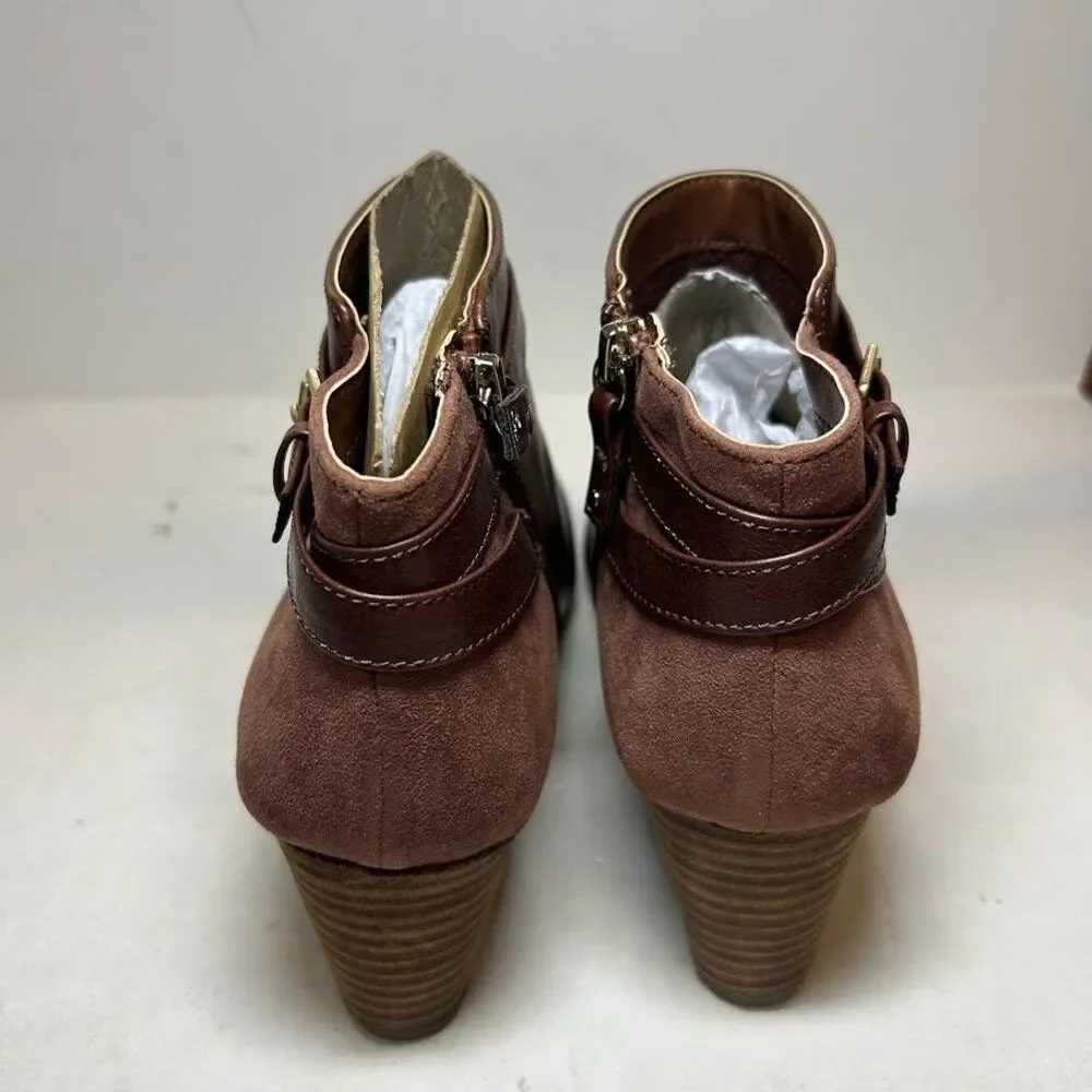 Dr Scholls Womens 9 M Copper Brown Double Wedge Ankle Booties NIB RX6